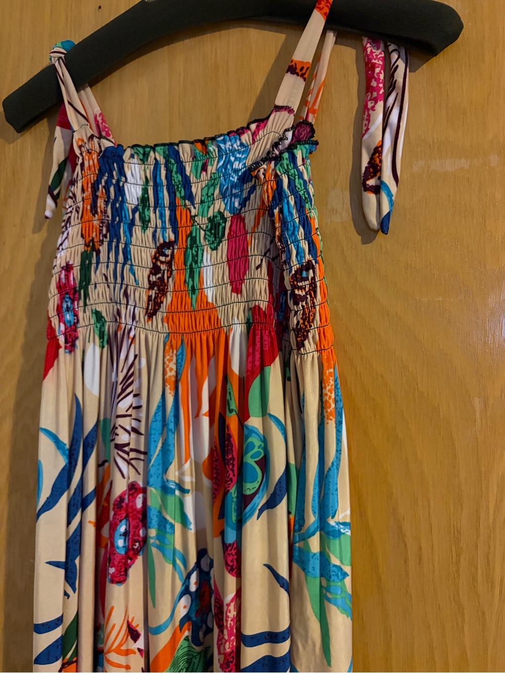 WinWin Cream Multi-Color Tropical Maxi Sundress Sz L-XL